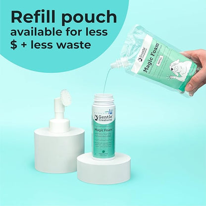 GENTLE CREATURES Magic Foam - Scrubber - Sulfate-Free, Waterless Shampoo Paw Cleaner for Dogs, Cats, Pets - Dry Shampoo, Foot Cleaner Brush - with Orange, Odor Control Wash - Good for Puppy