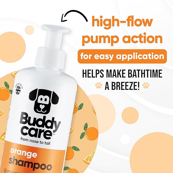 Orange Dog Shampoo by Buddycare | Deep Cleansing Shampoo for Dogs | Orange Scented | with Aloe Vera and Pro Vitamin B5 (16.9oz)