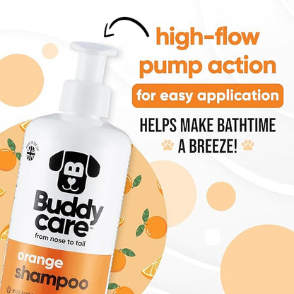 Orange Dog Shampoo by Buddycare | Deep Cleansing Shampoo for Dogs | Orange Scented | with Aloe Vera and Pro Vitamin B5 (16.9oz)