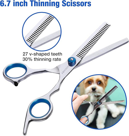 Dog Grooming Scissors Kit, 5 in 1 Dog Grooming Scissors, Professional Stainless Steel Pet Shears