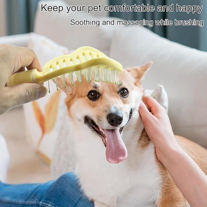 Dog Brush, Easy to Hold Ergonomic Handle Dog Brush Comb Instant Detangler Pin Brush,Wet or Dry Dog Hair,for Dogs and Cats Grooming Tool, Yellow