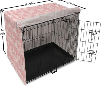 Ambesonne Heart Dog Crate Cover, Love Themed Pastel Zentangle Ornament Valentine's Day Romance Repetition, Easy to Use Pet Kennel Cover for Small Dogs Puppies Kittens, 18 Inch, Pink White