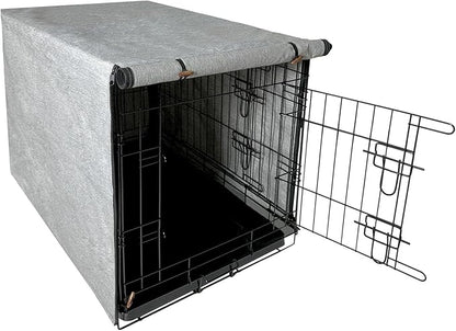 Dog Crate Cover, 600D Oxford Crate Cover for Wire Dog Crate, Ventilated Pet Kennel Cover Fits for 42 Inches Dog Crate, Grey (Cover Only)
