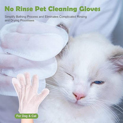 Pet Grooming Glove - Gentle Deshedding Brush Glove, Pet Bathing Wipes - Enhanced Five Finger Design - Daily Care and Traveling - Perfect for Dog & Cat with Long & Short Fur(14pcs/2-Pack)