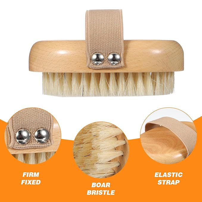 Soft Bristle Pet Brush, Pet Close Brush Bamboo Massage Handheld with Soft Boar Bristles and Elastic Band for Short Haired Cats and Dogs
