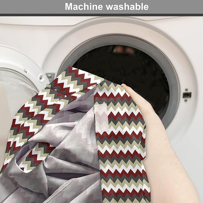 Lunarable Chevron Dog Crate Cover, Chevron Pattern with Vivid Color Scheme Stripes Design Modern Geometric, Easy to Use Pet Kennel Cover for Medium Large Dogs, 48 Inch, Burgundy Grey Eggshell