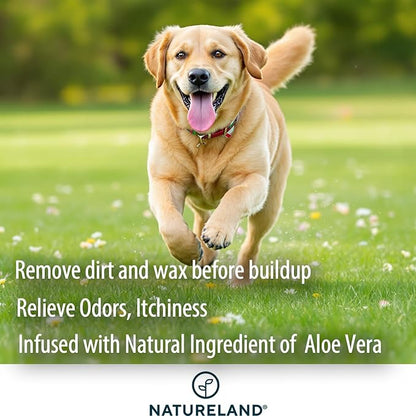 Natureland [Large Size Finger Wipes] Dog & Cat Ear Finger Wipes - Otic Cleaning Wipes for Infections and Controlling Ear Infections and Ear Odor in Pets (100 Large)