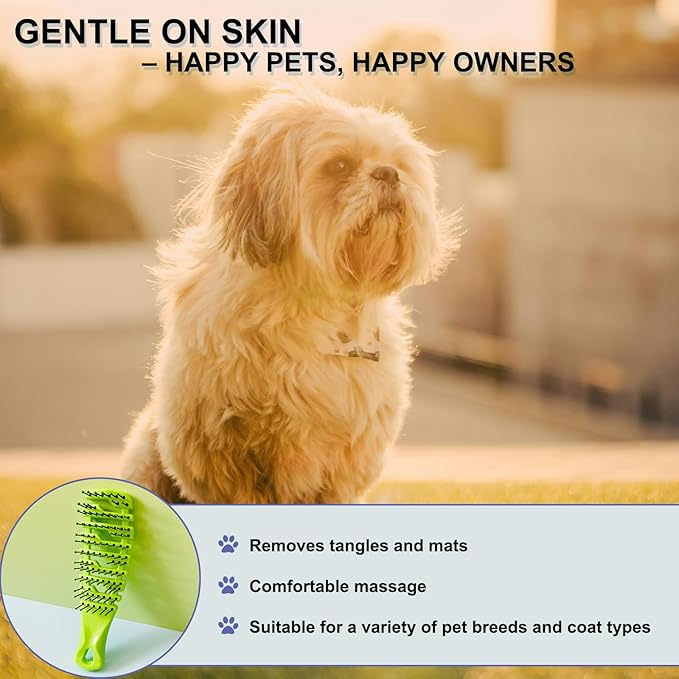Ridge Design Puppy Brush, Soft Bristle Gentle Grooming Tool, Pet Hair Care, Suitable Small Dog : Yorkie, Maltese, Shih Tzu, Maltipoo (Green)