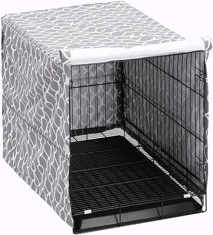 Dog Crate Cover for Wire Crates, Fits Most 48" inch Dog Crates. Easy to Put On, Take Off, and Adjust - Cover only-Gray -48 Inch