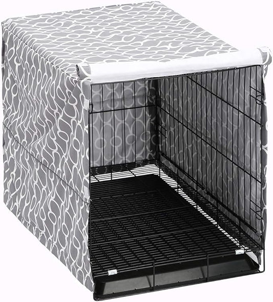 Dog Crate Cover for Wire Crates, Fits Most 48" inch Dog Crates. Easy to Put On, Take Off, and Adjust - Cover only-Gray -48 Inch