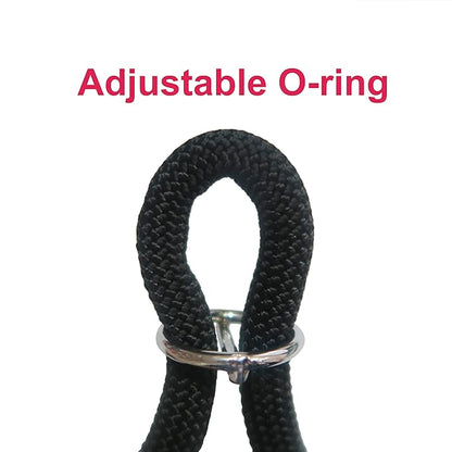 Braided Rope Collar, Pro Training Dog Collar, No Pull Round Martingale Collar, Slip Collar with Slidable Stop Ring - Ideal for Extra Small Dogs (XS (1/4") - 14" Long, Black)