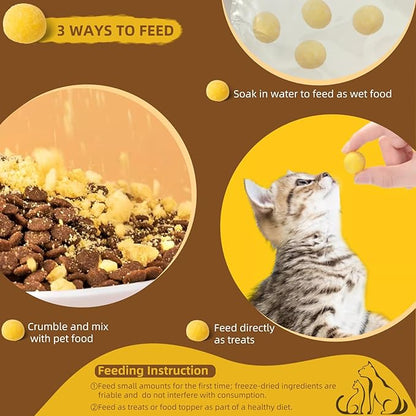 Freeze Dried Cat and Dog Treats Quail Egg Yolk, Healthy Tasty Snacks for Cats Dogs Training, Natural Freeze-Dried Limited Ingredient Quail Egg Yolk,Wholesome and Delicious Snacks for Pets