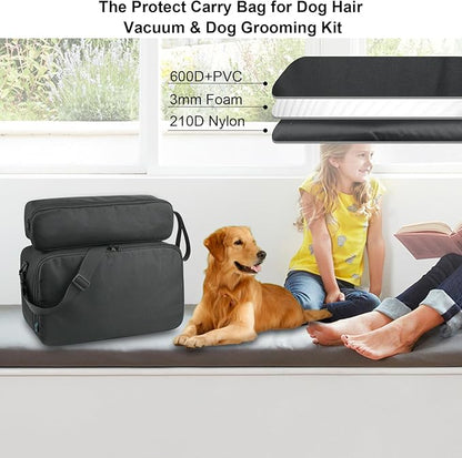 Beautyflier Pet Grooming Supplies Organizer, Protective Tote Bag Case for Pet Grooming Kit & Vacuum Suction Dogs Cats Hair, Travel Pouch Bag for Pet Dog Grooming Vacuum Kit, Bag Only (Black)