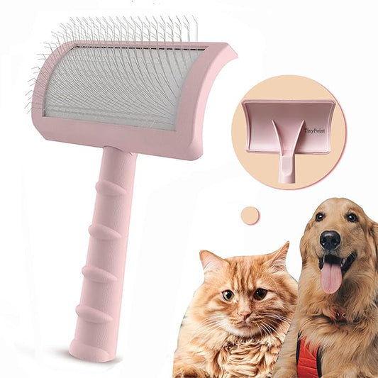 Large Slicker Brush for Dogs,Cats,Extra Long Pin Shedding Brush for Long Haired Dog,Cat, Pet Grooming Wire Brush for Thick Undercoat Curly Hair,25mm(1"),Pink
