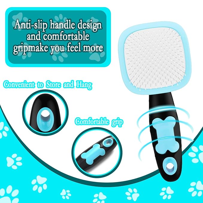 Pet Grooming Brush, Dog and Cat Hair Brush, Blue, Plastic, 4.8 Ounce, Small, All Ages, Unisex, Cats, Dogs