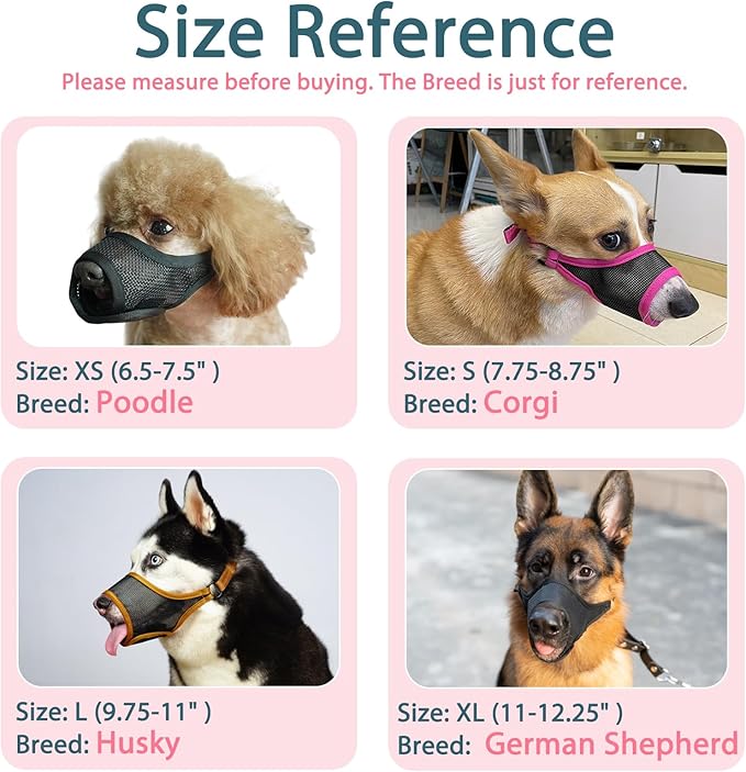 LUCKYPAW Dog Muzzle, Mesh Dog Muzzle for Large Medium Small Dogs, Soft Muzzles for Biting Chewing Fierce Barking, Breathable Muzzle with Adjustable Strap for Training (Hot Pink, L(Snout:9.75"-11"))