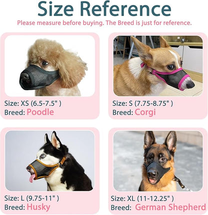 LUCKYPAW Dog Muzzle, Mesh Dog Muzzle for Large Medium Small Dogs, Soft Muzzles for Biting Chewing Fierce Barking, Breathable Muzzle with Adjustable Strap for Training (Hot Pink, L(Snout:9.75"-11"))