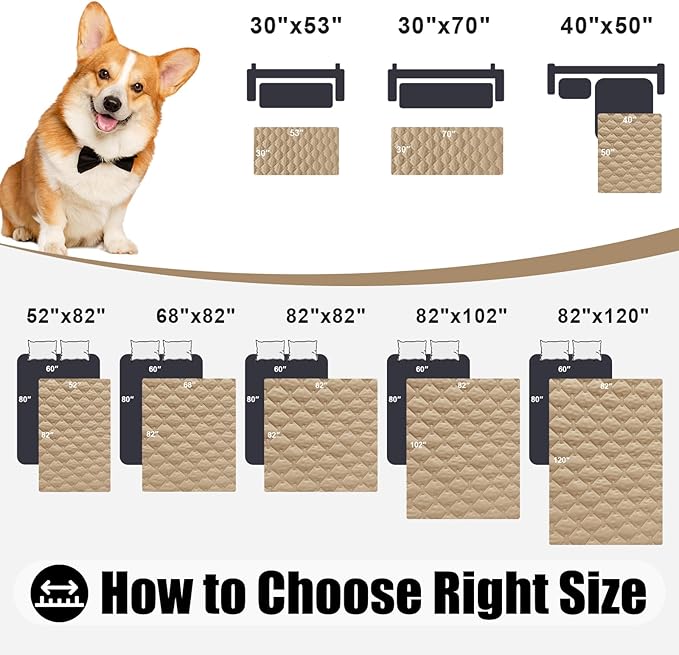Smiry Waterproof Dog Blanket, Soft Dog Bed Cover Pet Blanket, Reversible Couch Cover for Dogs Washable, Pet Couch Covers for Sofa Furniture Protector for Puppy Cat (82x82 Inch, Camel/Beige)