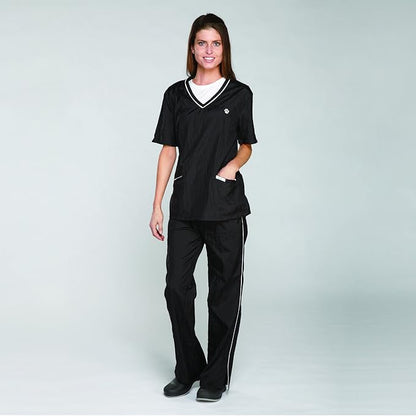 Top Performance Contrast-Trim Grooming Pants — Fashionable and Versatile Pants for Professional Groomers - X-Large, Black/White
