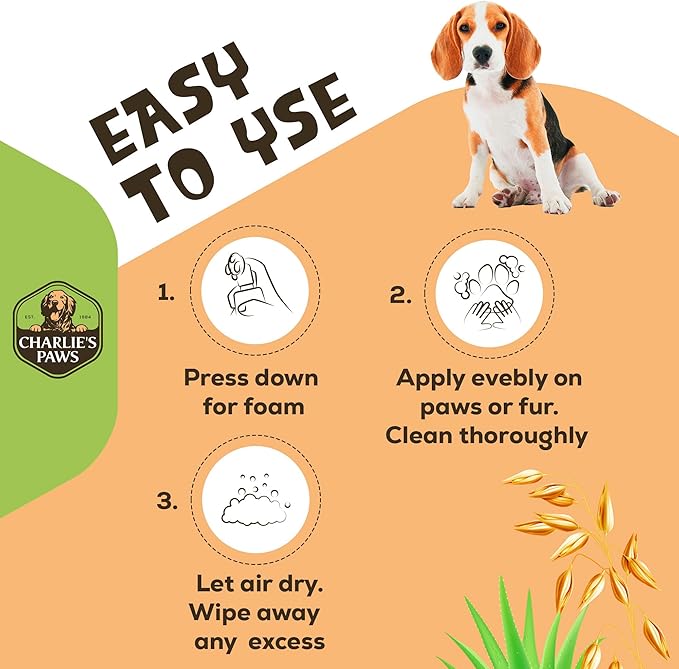 Paw Cleaner No-Rinse Foaming Cleanser Waterless Foam Dogs Cats with Cleaning Silicone Pet Grooming Brush Sulfate-Free pH Balanced Shampoo 6.8 Fl Oz (2 Pack)