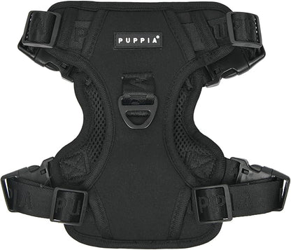 Puppia Jarek Dog Harness H Comfortable Sturdy Handle Adjustable Neck and Chest for Small and Medium Dogs - Black - XL