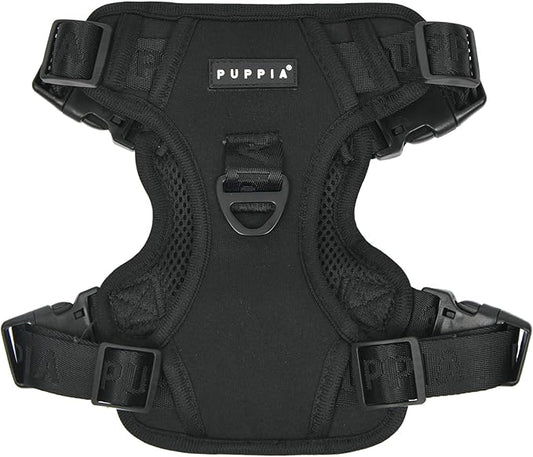Puppia Jarek Dog Harness H Comfortable Sturdy Handle Adjustable Neck and Chest for Small and Medium Dogs - Black - XL