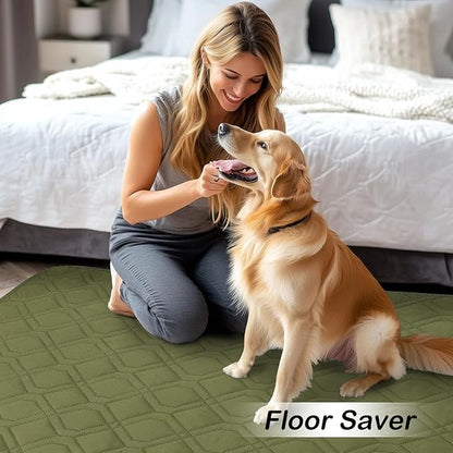 hyha Waterproof Dog Bed Blanket, Soft Dog Bed Cover Pet Blankets, Washable Couch Sofa Cover for Dogs, Reversible Pet Sofa Covers for Furniture (82x82 Inch, Green/Navy Blue)