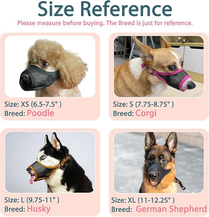 LUCKYPAW Dog Muzzle, Mesh Dog Muzzle for Large Medium Small Dogs, Soft Muzzles for Biting Chewing Fierce Barking, Breathable Muzzle with Adjustable Strap for Training (Brown, M(Snout:8.75"-9.5"))