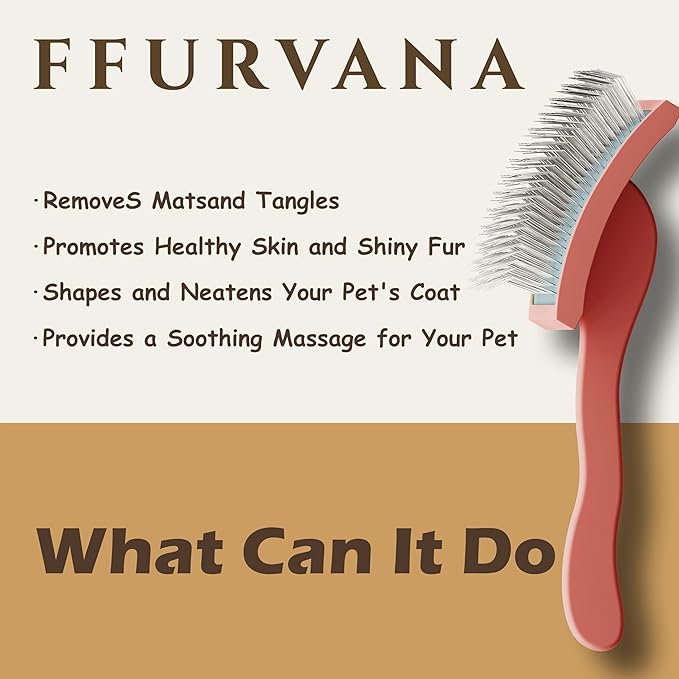 Soft-Touch Slicker Brush – Red – Grooming Tool for Poodles, Goldendoodles & Long-Haired Dogs, Gentle Dematting & Comfortable Grip for Curly Coats