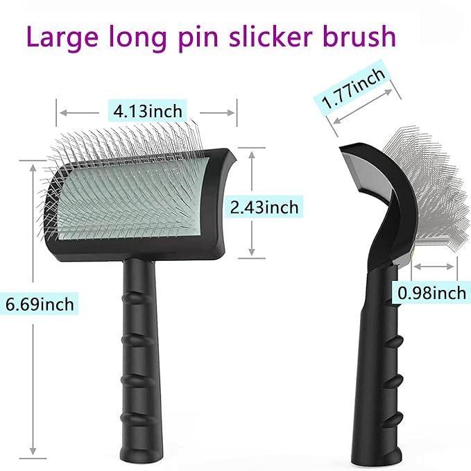 Large Slicker Brush for Dogs,Cats,Extra Long Pin Shedding Brush for Long Haired Dog,Cat, Pet Grooming Wire Brush for Thick Undercoat Curly Hair,25mm(1"),Black