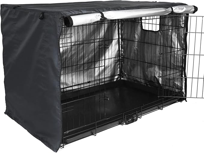 Dog Crate Cover 36 inch - Double Door, Dog Kennel Indoor, Waterproof Dog Kennel Cover with Air Vent Window, for Indoor/Outdoor Most Wire Dog Crate(Black)