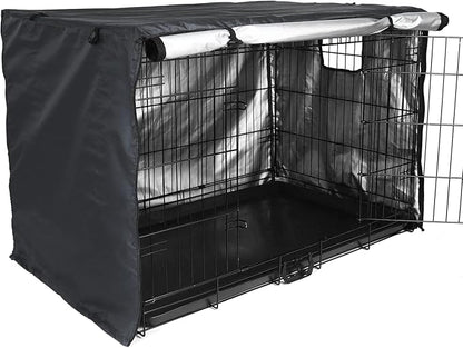 Dog Crate Cover 36 inch - Double Door, Dog Kennel Indoor, Waterproof Dog Kennel Cover with Air Vent Window, for Indoor/Outdoor Most Wire Dog Crate(Black)