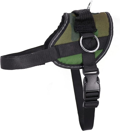 Bark Appeal Green Camo No-Pull Dog Harness for Small to Medium Sized Pets – Adjustable, Reflective Vest with 3 Leash Clips for Added Control, Easy Walks & Training – Medium