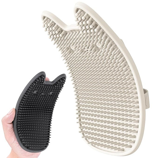 Li&Zhao Dog Bath Brush - 2 PCS Dog Grooming Brush Dog Scrubber for Bath Dog Shampoo Brush Massage Rubber Comb Pet Bath Comb for Pet Shower, Deshedding,Massaging,Shampooing(White & Black)