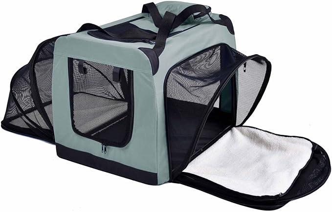 Pet Life Hounda Accordion Metal Framed Soft Folding Expandable Dog Crate - Collapsible Folding Pet Crate or Dog Kennel with Triple Expansion Room