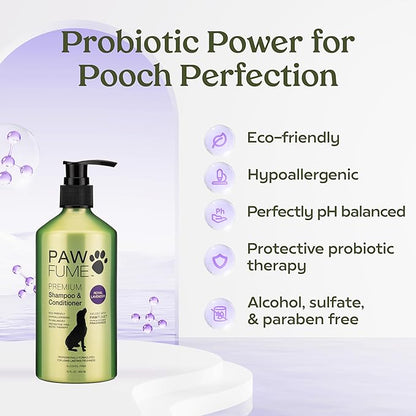 PAWFUME Dog Shedding Shampoo and Conditioner, Royal Lavender, 4-Pack – Nourish & Detangle for Silky Soft Coat – Probiotic, Deep-Cleaning, pH-Balanced – Salon-Quality Shedding Shampoo for Dogs