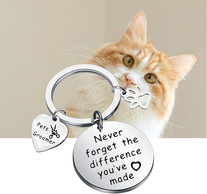 MYOSPARK Pet Groomer Keychain Dog Salon Gift Never Forget The Difference You've Made Appreciation Jewelry Pet Beautician Gift