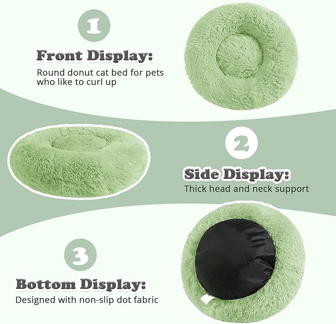 JOLLYVOGUE Dog Beds, Calming Small Dog Bed, Anti-Anxiety Dog Bed for Small Dogs, Fluffy Donut Dog Bed, Cozy Dog Cat Cushion Bed for Small Medium Dogs and Cats (20")