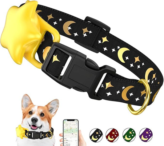 Airtag Dog Collar, Dog Collar for Large Dogs, Dog Collars for Medium Dogs, Dog Collars for Small Dogs with AirTag Holder Case, Dog GPS Tracker Collar (Black, Large)
