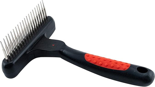 RYAN'S PET SUPPLIES Paw Brothers Magic Spring Undercoat Rake for Dogs, Professional Grade Grooming Tool, Stainless Steel Pins, Removes Tangles and Mats, Comfort Grip, 4.5 in.