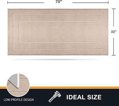 PURRUGS Dirt Trapper Door Mat 32" x 70", Non-Slip/Skid Machine Washable Entryway Rug, Dog Door Mat, Super Absorbent Welcome Mat for Muddy Wet Shoes and Paws, Beige