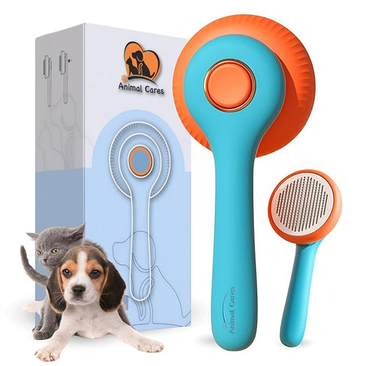 Self Cleaning Shedding Brush – Skin Friendly for Dogs Cats & Puppies, Grooming & Deshedding Tool Removes Loose Hair & Undercoat, Ideal for Short Medium & Long Haired Pets