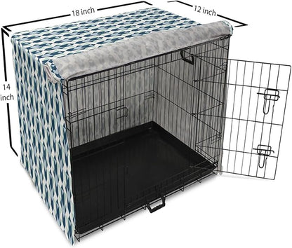 Lunarable Chevron Dog Crate Cover, Stripes Zigzags and Other Geometrical Shapes Pastel Colored Pattern, Easy to Use Pet Kennel Cover for Small Dogs Puppies Kittens, 18 Inch, Mint Navy Blue Pale Blue