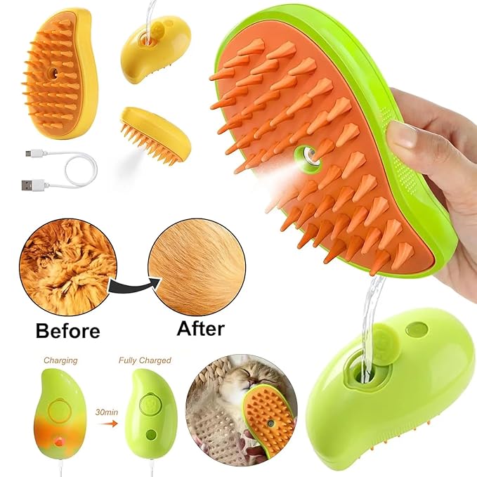 Cat and Dog Grooming Brush, 4.8 x 2.8 inch, Silicone and ABS Plastic, Anti-Slip