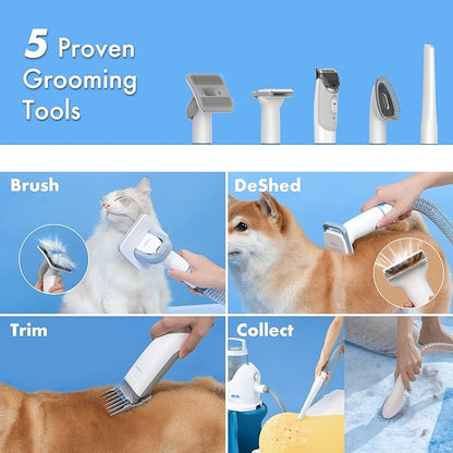 Neakasa by neabot P2 Pro Dog Grooming Kit, Dog Clippers Vacuum Suction 99% Hair, Pet Grooming with 5 Proven Tools, 2L Large-Capacity Easy Empty Dustbin for Dogs Cats Animals
