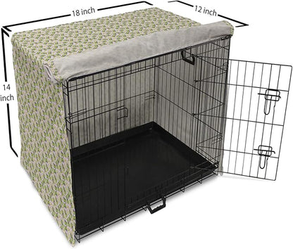 Lunarable Fantasy Dog Crate Cover, Green Dinosaurs Pattern Speech Bubbles Archeology Animal, Easy to Use Pet Kennel Cover for Small Dogs Puppies Kittens, 18 Inch, Lilac Violet Green