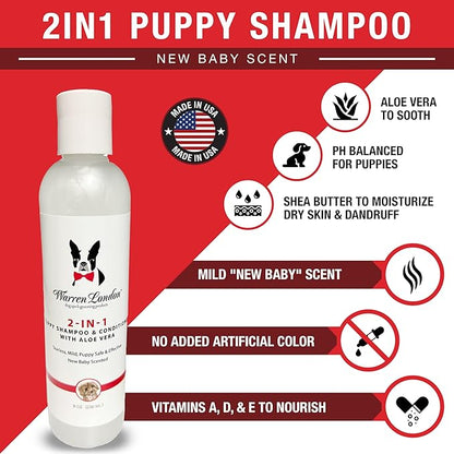 Puppy Gift Box - Includes Hydrating Butter, 2-in-1 Shampoo, Cologne, Grooming Bath Brush, Ear Cleaner and Nail File | Complete Puppy Care Set for New Pet Owners