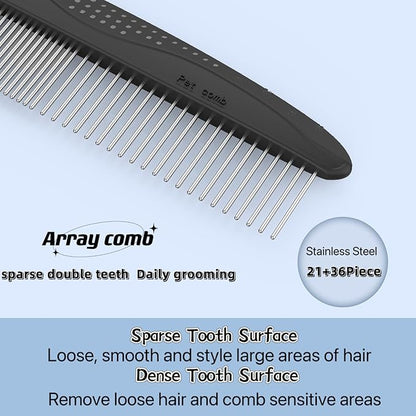 PROBUSINES-Double-Sided Pet Undercoat Rake Dehairing Undercoat Rake For Dogs And Cats - Extra Wide Dog Grooming Brush, Reduce Hair Removal By 95% Pet Stainless Steel Comb Combination