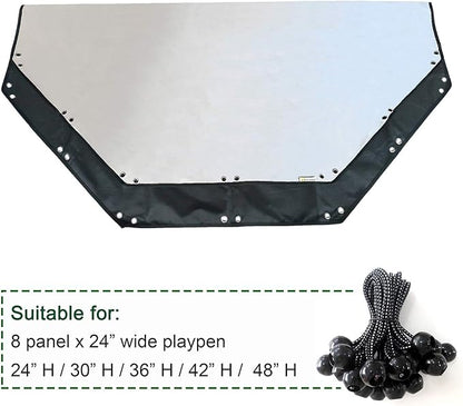 Universal Dog Playpen Cover with Sun/Rain Proof Top, Provide Shade and Security for Outdoor and Indoor, Fits All 24" Wide 8 Panels Pet Exercise Pen (8x24 W Cover, 600D Oxford)