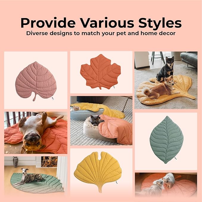 Dog Blanket Mat for Dogs Cats, 40×46" Leaf Design Pet Blankets Cover Machine Washable Double-Sided for Bed Couch Sofa Floors Furniture Protection, Maple Red